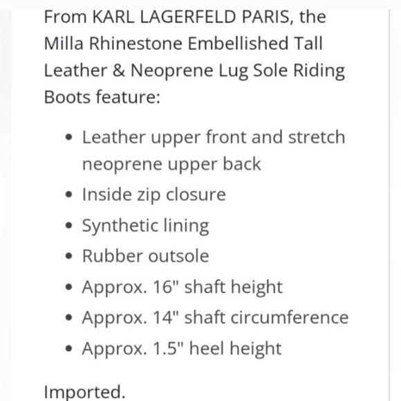 Karl Lagerfeld Milla Black Knee High Rhinestone Equestrian Buckle New Lug Boots - Picture 3 of 10